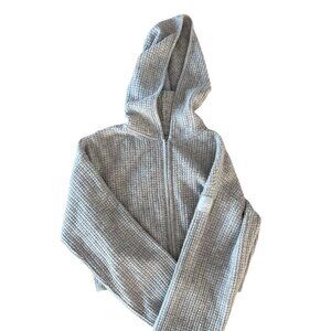 Alo Yoga Cashmere Plush Waffle Full Zip Hoodie Atheltic Grey XS